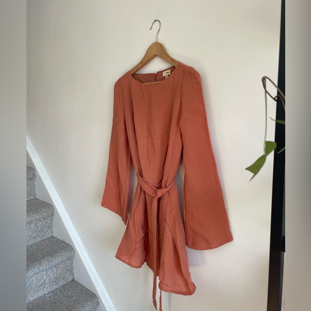 Terracotta Hana Tajima Tunic Long-Sleeve Tie-Waist Fairy Coastal Boho Dress